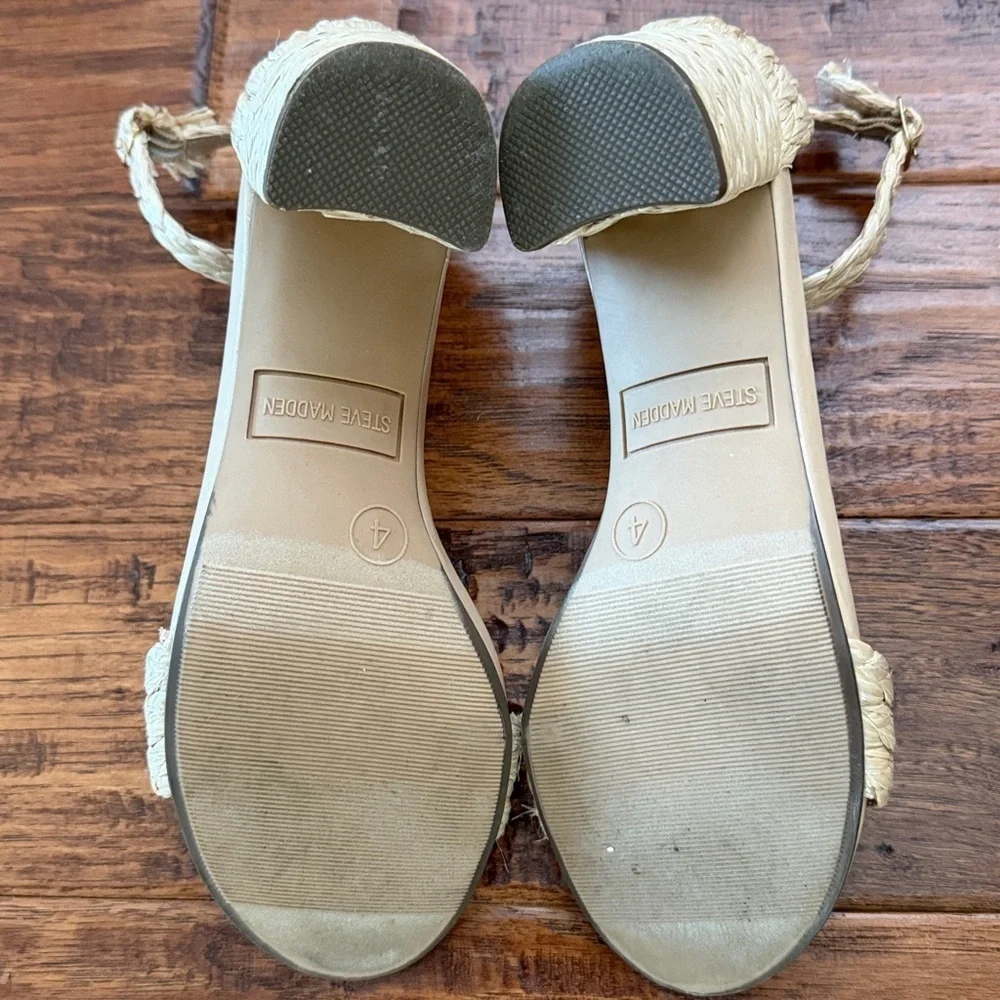 Steve Madden JCarrson Ankle Cream Woven Strap Sandals, size 4